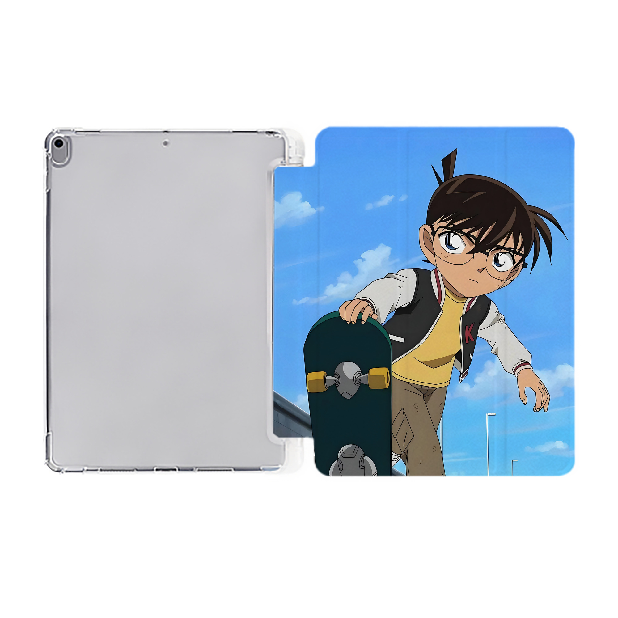 （画像用） 名探偵コナン Detective Conan IPad ケース ペン収納付き 三つ折りスタンド PUレザー×シリコン 対応機種9.5/10.5/10.9インチ